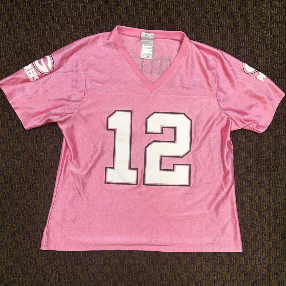 NFL Green Bay Packers Aaron Rodgers 12 Pink Jersey Womens Large
